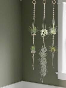1pc Braided Detail Plant Hanger Without Flowerpot - Beige - View 4