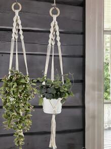 1pc Braided Detail Plant Hanger Without Flowerpot - Beige - View 1