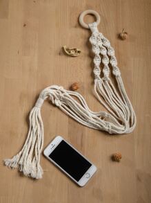 1pc Braided Detail Plant Hanger Without Flowerpot - Beige - View 3