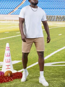 GENTILAND Men Plus Solid Bermuda Denim Shorts - Khaki - View 6