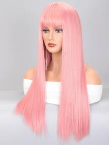 Peluca sintética largo recto con tupe - Rosa - Ver 5