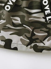 小女童迷彩印花腰帶半身裙