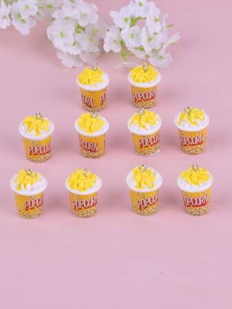 10 יחידות שרף סימולציה פופקורן תליון DIY