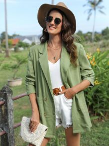 SHEIN LUNE 西裝領雙排釦西裝外套 - 薄荷綠 - 查看 5