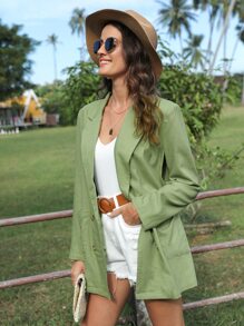 SHEIN LUNE 西裝領雙排釦西裝外套 - 薄荷綠 - 查看 1