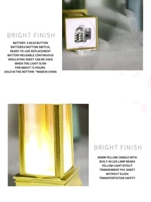 1 pieza Decoración vintage LED linterna - Amarillo - Ver 4