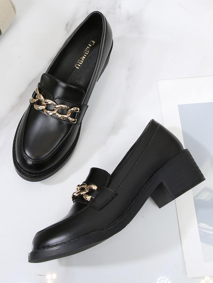 Mocasines con diseño de cadena grueso - Negro - Ver 1