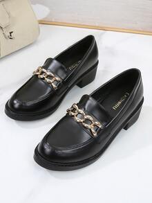 Mocasines con diseño de cadena grueso - Negro - Ver 2