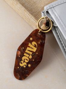 1入組女士字母圖形幾何吊飾鑰匙扣用於裝飾 - 棕色 - 查看 3