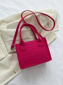 Túi đeo chéo Nữ In cá sấu Có thể điều chỉnh được Đôi tay cầm Mốt - Màu Hồng Tươi - Xem 6