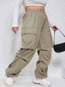 CovetEZ 大碼側翻蓋口袋工裝褲