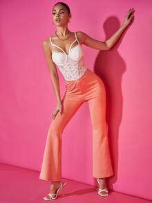 SHEIN BAE Cut Out Lace Cami Bodysuit - White - View 3