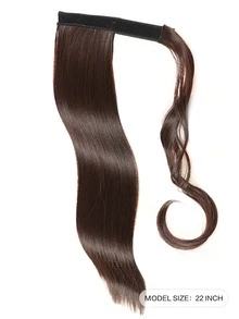 Long Straight Ponytail Synthetic Hair Extension - Brown - View 2