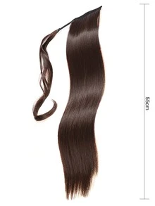 Long Straight Ponytail Synthetic Hair Extension - Brown - View 3
