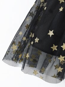 Toddler Girls Star Mesh Overlay Skirt - Black - View 4