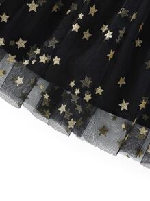 Toddler Girls Star Mesh Overlay Skirt - Black - View 5