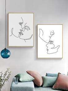 2pcs Abstract Figure Graphic Unframed Painting - Black and White - View 2