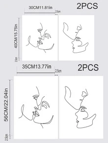 2pcs Abstract Figure Graphic Unframed Painting - Black and White - View 3