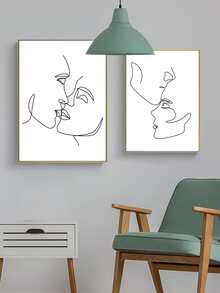 2pcs Abstract Figure Graphic Unframed Painting - Black and White - View 7