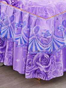 1 Họa Tiết Hoa Giường Váy, Chất Liệu Vải Hiện Đại Ren Viền Chăn Ga Giường Váy Cho Gia Đình - Màu tím - Xem 5