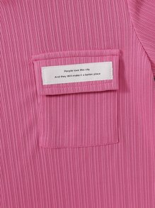 SHEIN 小女童翻蓋口袋連帽T恤連衣裙不附帶包 - 粉色 - 查看 5