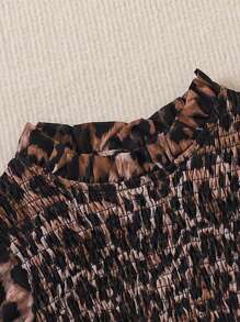 Toddler Girls Leopard Print Puff Sleeve Dress - Multicolor - View 7