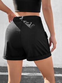 SHEIN EZwear 側翻蓋口袋卷邊工裝短褲