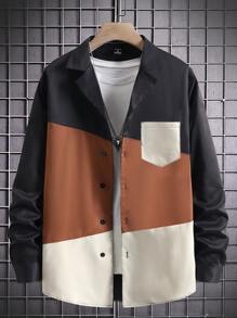 Manfinity Men Colour Block Pocket Patched Shirt Without Tee - Multicolor - View 1