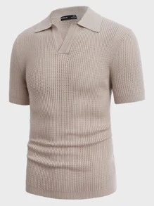 Manfinity Hombres Top unicolor de punto de malla - Caqui - Ver 1