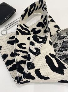 Lightweight,Business Casual Leopard Pattern Crochet Bag For Teen Girls Women College Students,Rookies & White-collar Workers Perfect for Office,College,Work ,Business,Commute,Outdoors, Travel, Outings - Black and White - View 5