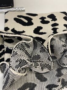 Lightweight,Business Casual Leopard Pattern Crochet Bag For Teen Girls Women College Students,Rookies & White-collar Workers Perfect for Office,College,Work ,Business,Commute,Outdoors, Travel, Outings - Black and White - View 6