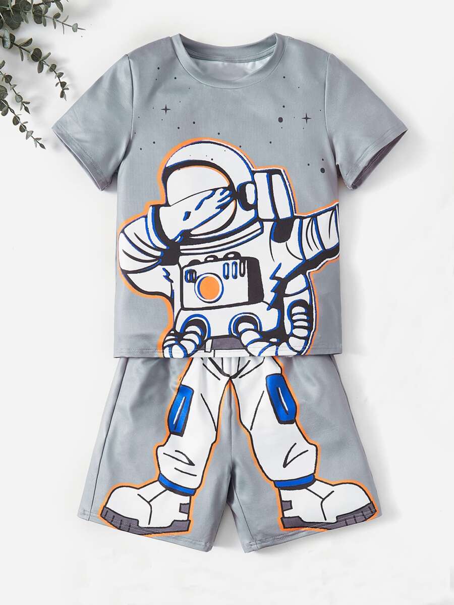 SHEIN 男孩宇航員印花睡衣套裝 - 彩色 - 查看 1
