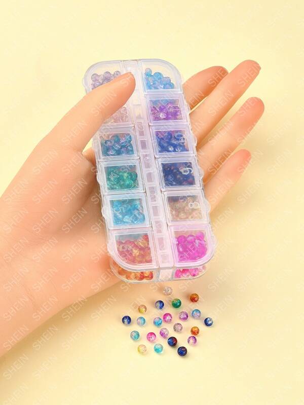 1box 480pcs 12 Colors Spray Painted & Baking Painted Crackle Glass