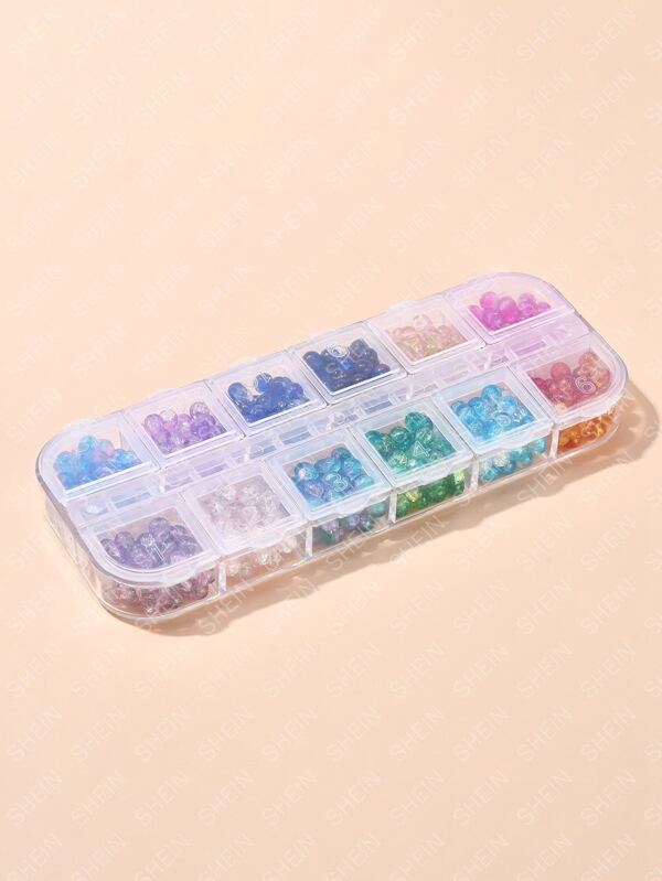 1box 480pcs 12 Colors Spray Painted & Baking Painted Crackle Glass