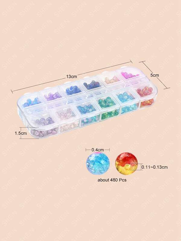 1box 480pcs 12 Colors Spray Painted & Baking Painted Crackle Glass