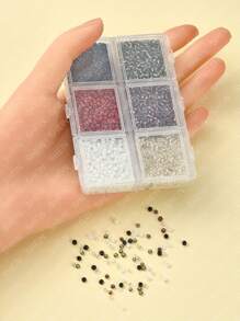 1 caja de 4500 piezas, 6 estilos de cuentas de semillas de cristal, colores opacos, cuentas de agujero redondo, cuentas grises de 2mm, accesorio de joyería DIY - Multicolor - Ver 3