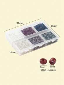 1 caja de 4500 piezas, 6 estilos de cuentas de semillas de cristal, colores opacos, cuentas de agujero redondo, cuentas grises de 2mm, accesorio de joyería DIY - Multicolor - Ver 4