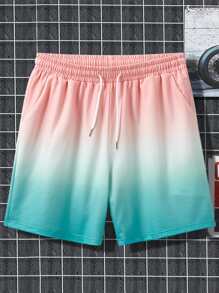 Manfinity Shorts de cintura con cordón y estilo ombre para hombre de ajuste holgado - Multicolor - Ver 3