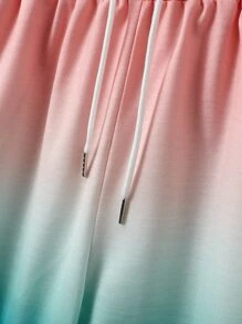 Manfinity Shorts de cintura con cordón y estilo ombre para hombre de ajuste holgado - Multicolor - Ver 4