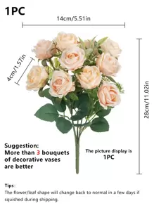 1/3 Pcs Artificial Rose Bouquet, Home Decor, Photography Props, Outdoor Garden Wedding Decor, Bridal Bouquet, Wrist Corsage, Party Decoration, Valentine's Day Gift, New Year Decor - Multicolor - View 2