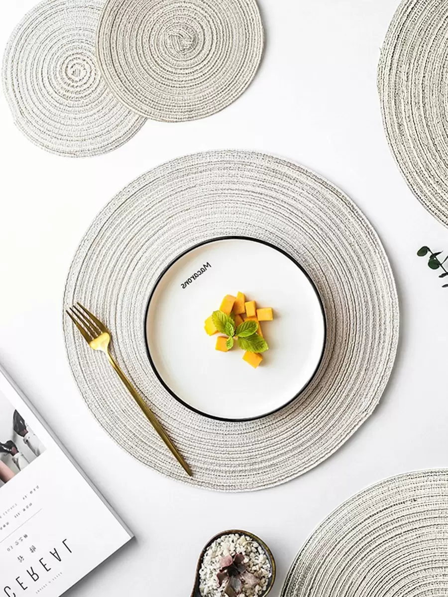 1 tấm lót tròn trơn - Màu be - Xem 1