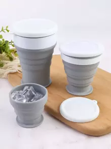 1入組可折疊矽膠杯子,北歐風矽膠水瓶適合旅行,戶外 - 灰色 - 查看 2