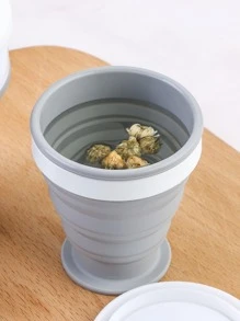 1入組可折疊矽膠杯子,北歐風矽膠水瓶適合旅行,戶外 - 灰色 - 查看 6