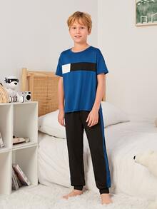 Boys Colour Block Tee & Side Stripe Trousers PJ Set - Multicolor - View 5