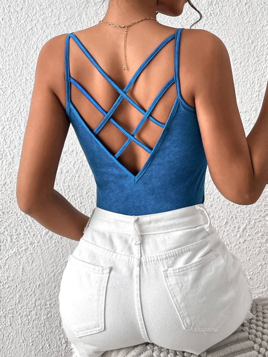 Chiquease Crisscross Backless Cami Top - Blue - View 1
