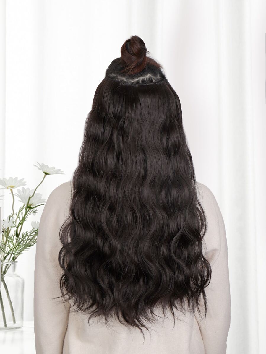 Extensión del pelo con clip largo rizado sintético - Negro - Ver 1