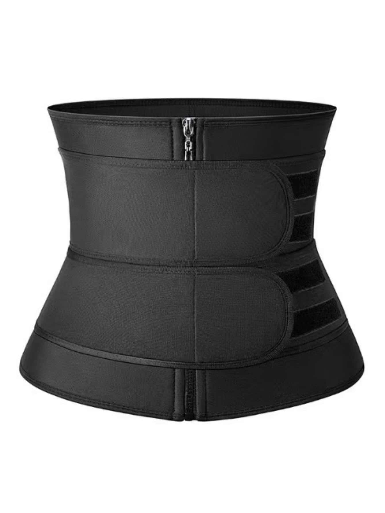 1pc Synthetic Rubber Sports Waist Belt Shapewear Waist Trainer Corset - Black - View 1