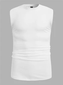 Manfinity Homme 男士素色背心上衣 - 白色 - 查看 1