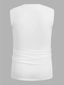 Manfinity Homme 男士素色背心上衣 - 白色 - 查看 2