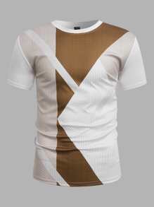 Manfinity RelaxMax Camisetas de hombre con ajuste, cuello redondo, manga corta, básica, moda de novio, ropa casual para hombre, parte superior de punto de verano - Multicolor - Ver 2